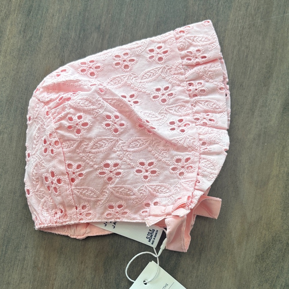 Janie and Jack Pink Eyelet Lace‎ Kids Hat NWT size 0-3 months